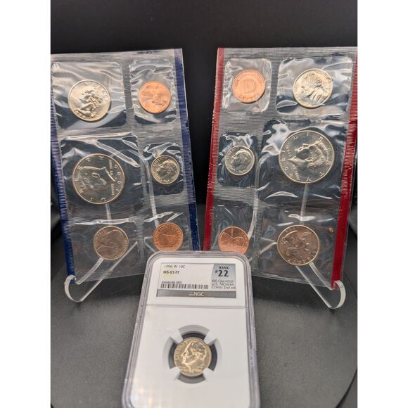 Us Mint Other - 1996 U.S. Mint Set + NGC MS65 FT 1996‑W Dime w/ Envelope & COA – Key Date